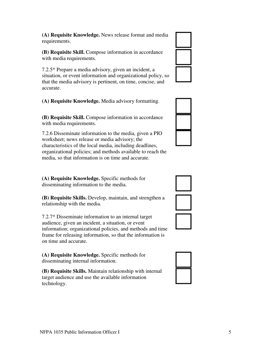 NFPA Public Information Officer Task Book - Oregon, Page 5