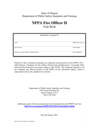 Document preview: NFPA Fire Officer II Task Book - Oregon