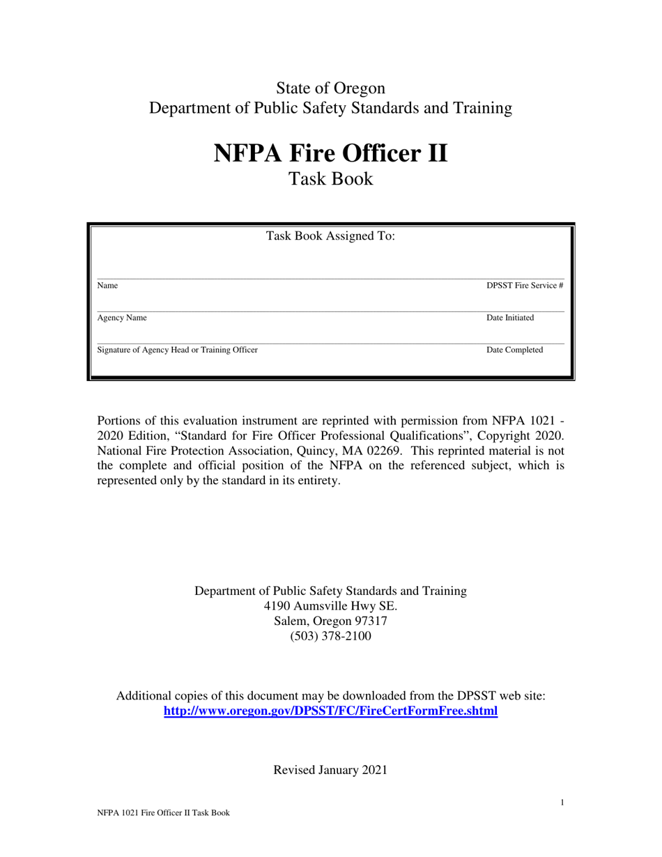 Oregon NFPA Fire Officer II Task Book Fill Out, Sign Online and