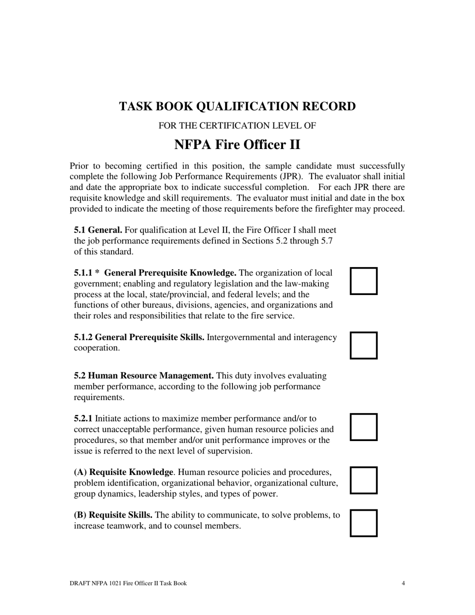 NFPA Fire Officer II Task Book - Oregon, Page 4