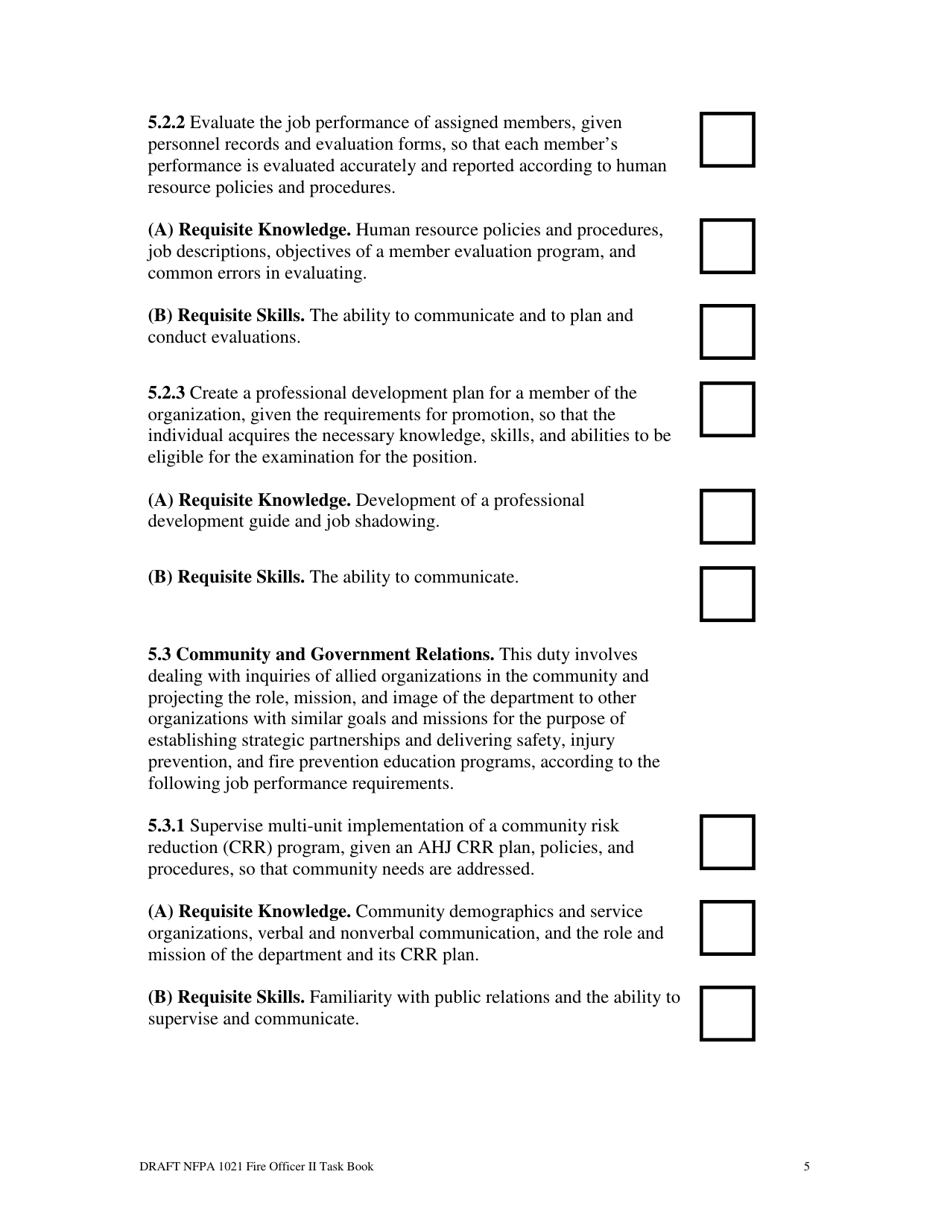 NFPA Fire Officer II Task Book - Oregon, Page 5