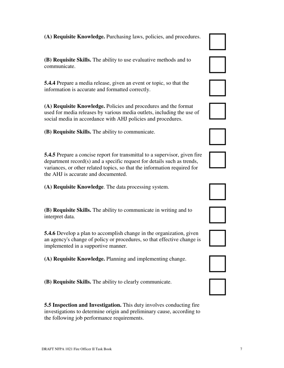 NFPA Fire Officer II Task Book - Oregon, Page 7