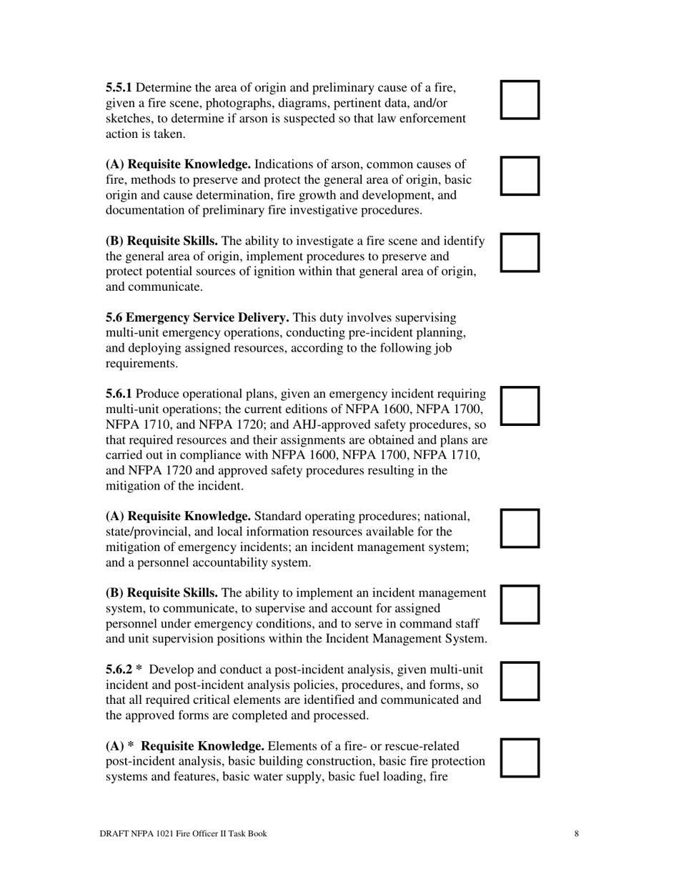 NFPA Fire Officer II Task Book - Oregon, Page 8