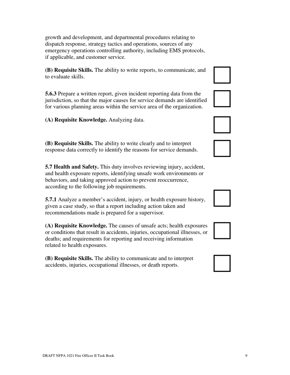 NFPA Fire Officer II Task Book - Oregon, Page 9