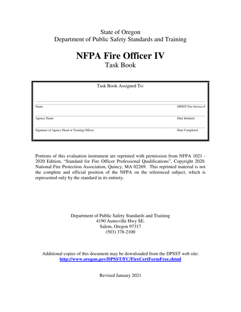 NFPA Fire Officer IV Task Book - Oregon Download Pdf