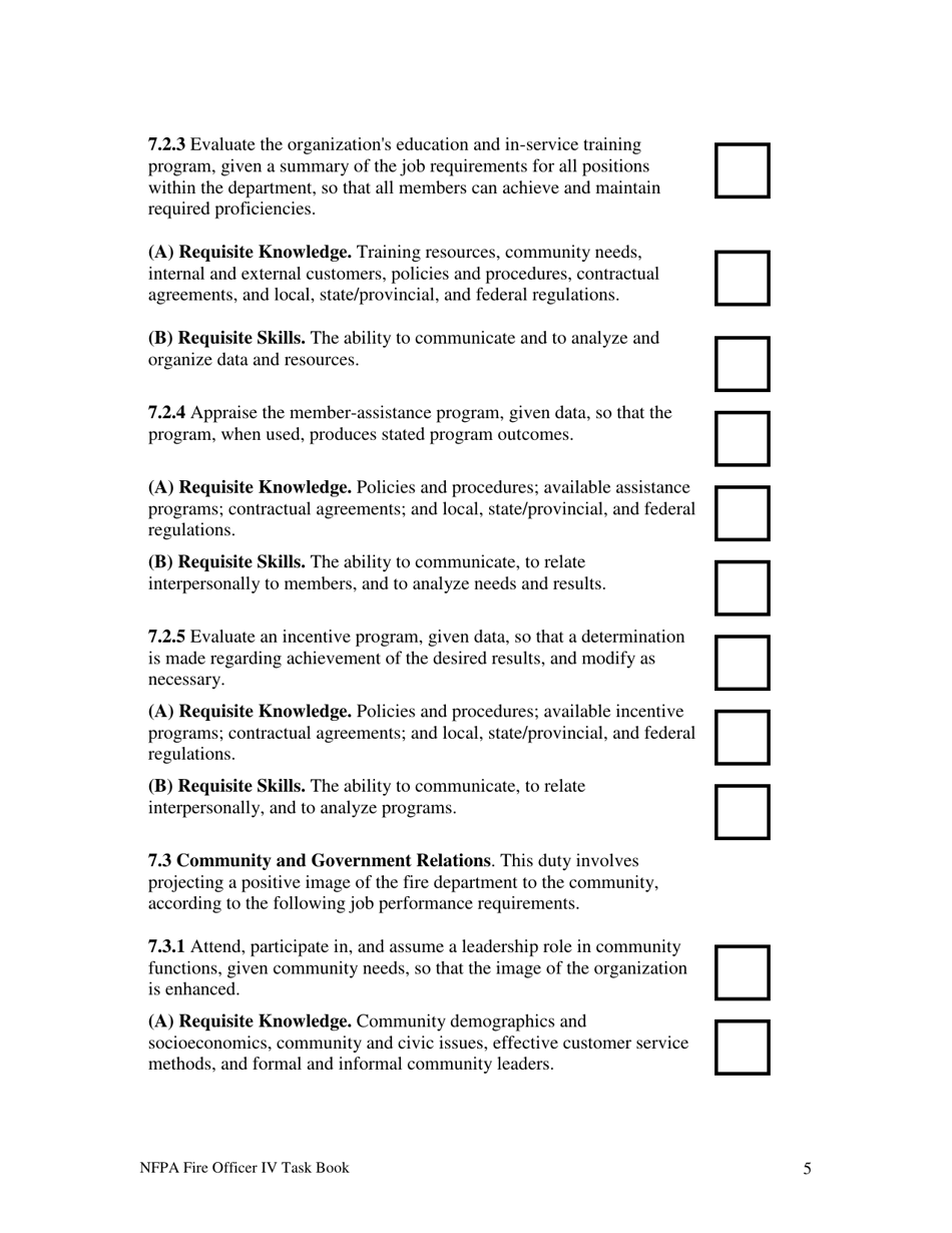 NFPA Fire Officer IV Task Book - Oregon, Page 5
