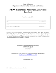 Document preview: NFPA Hazardous Materials Awareness Task Book - Oregon