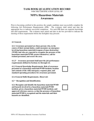 NFPA Hazardous Materials Awareness Task Book - Oregon, Page 4