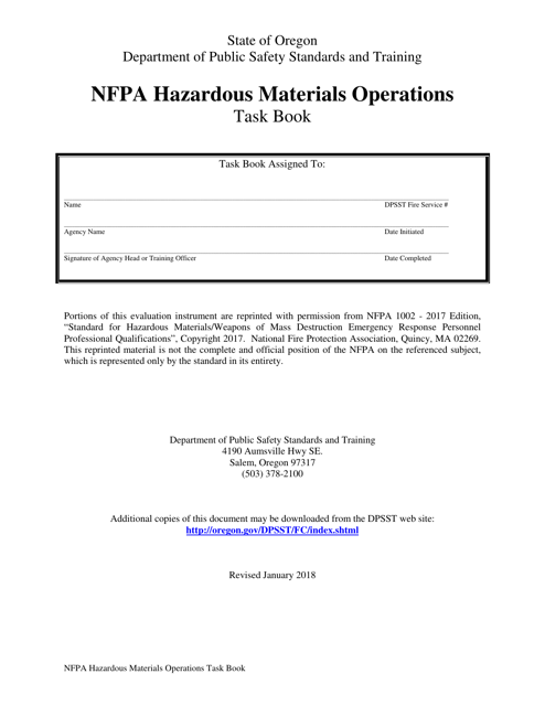NFPA Hazardous Materials Operations Task Book - Oregon Download Pdf
