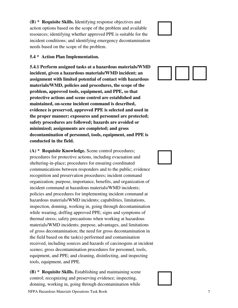 NFPA Hazardous Materials Operations Task Book - Oregon, Page 7