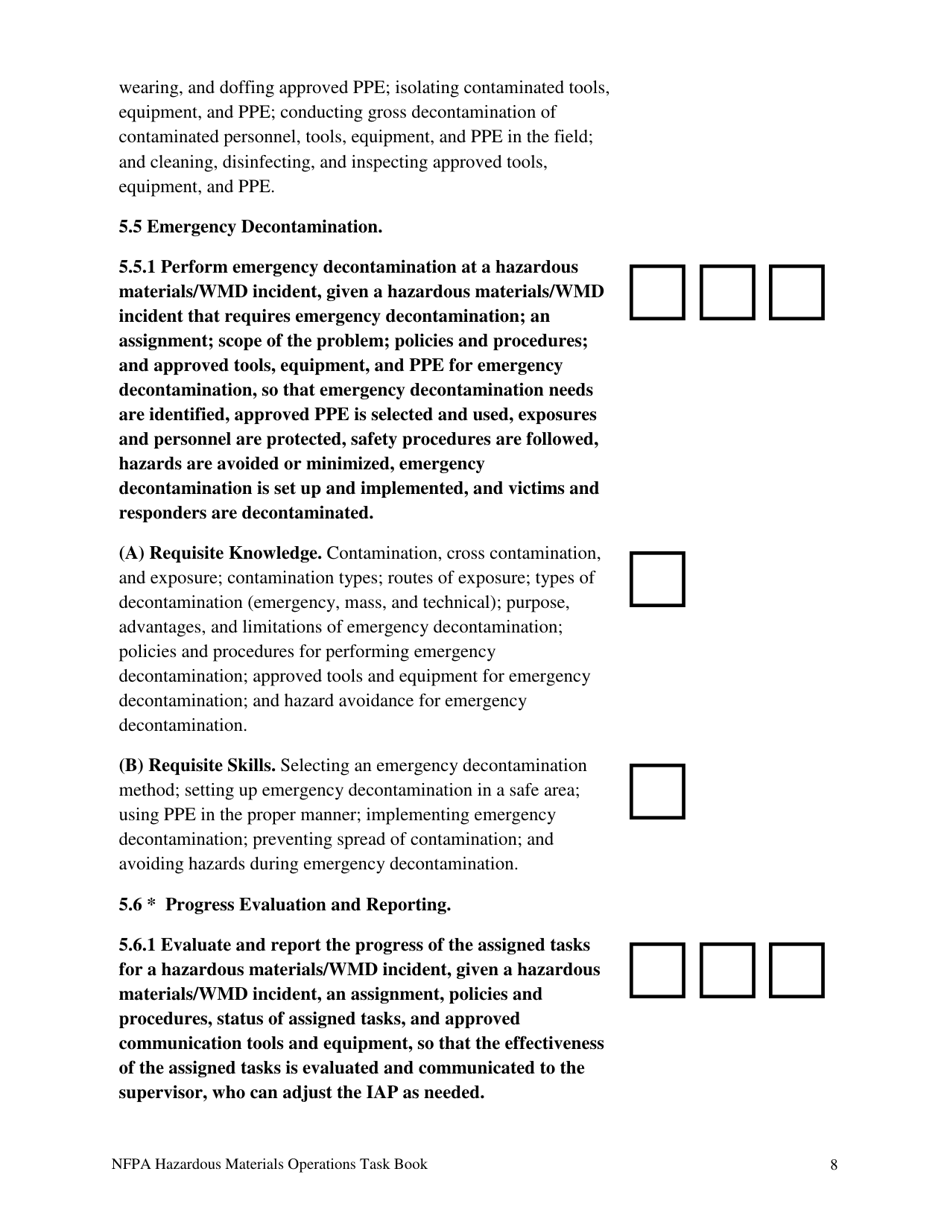 NFPA Hazardous Materials Operations Task Book - Oregon, Page 8