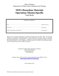 Document preview: NFPA Hazardous Materials Operations Mission-Specific Task Book - Oregon