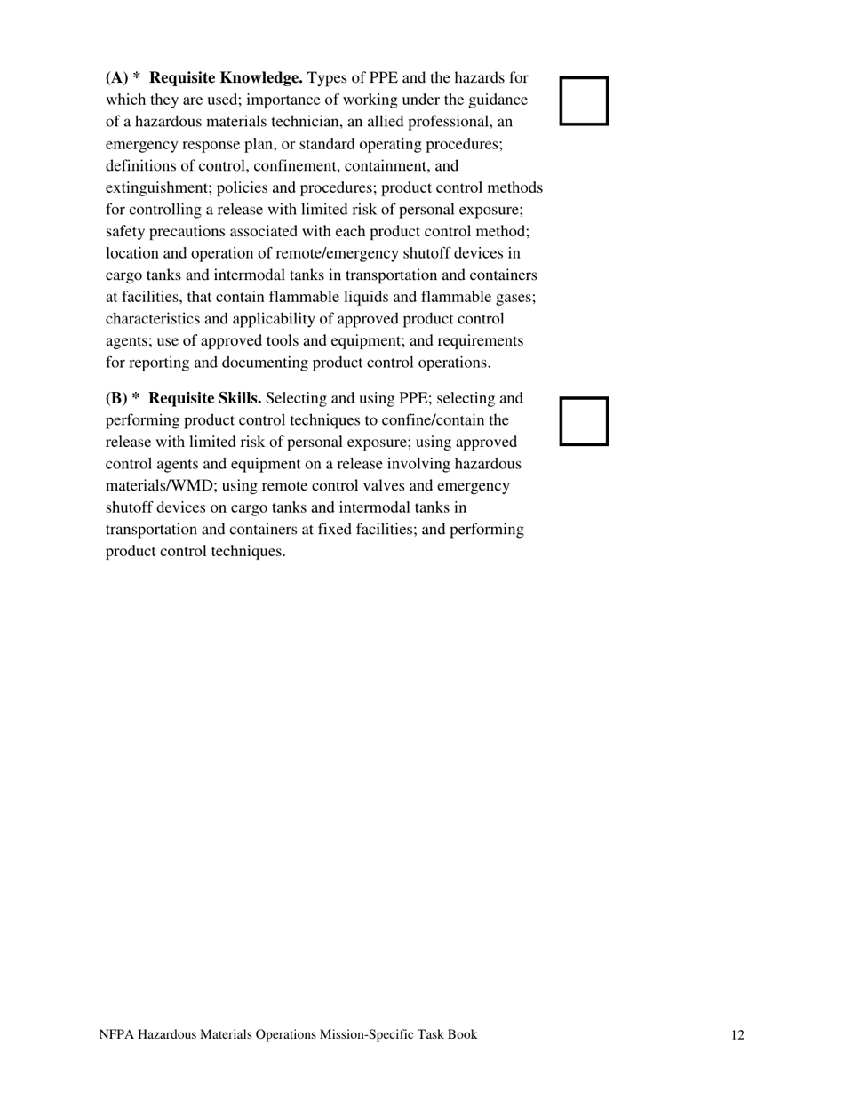 NFPA Hazardous Materials Operations Mission-Specific Task Book - Oregon, Page 12