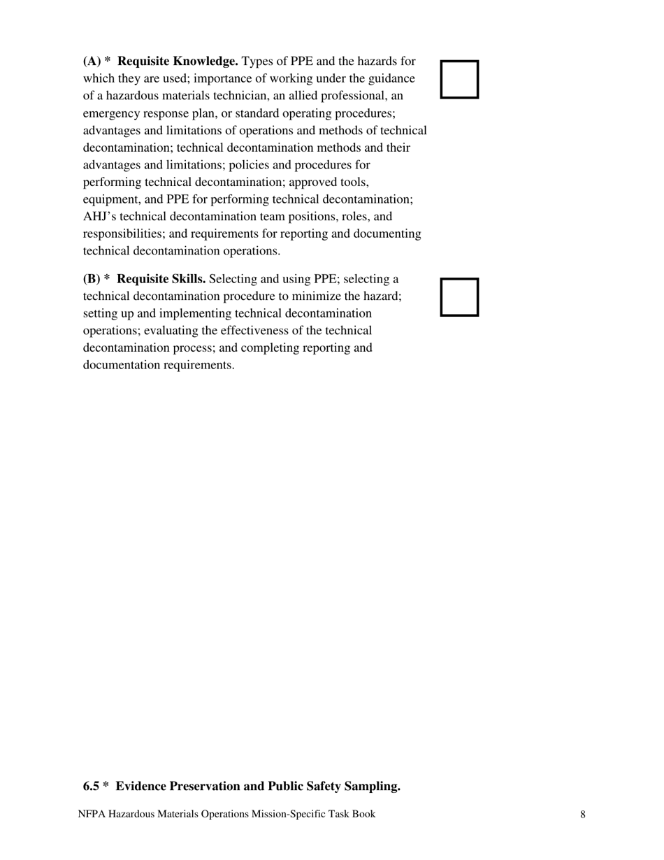 NFPA Hazardous Materials Operations Mission-Specific Task Book - Oregon, Page 8