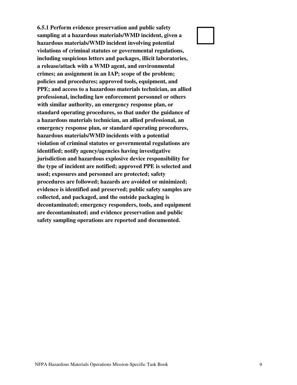 NFPA Hazardous Materials Operations Mission-Specific Task Book - Oregon, Page 9