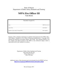 Document preview: NFPA Fire Officer Iii Task Book - Oregon