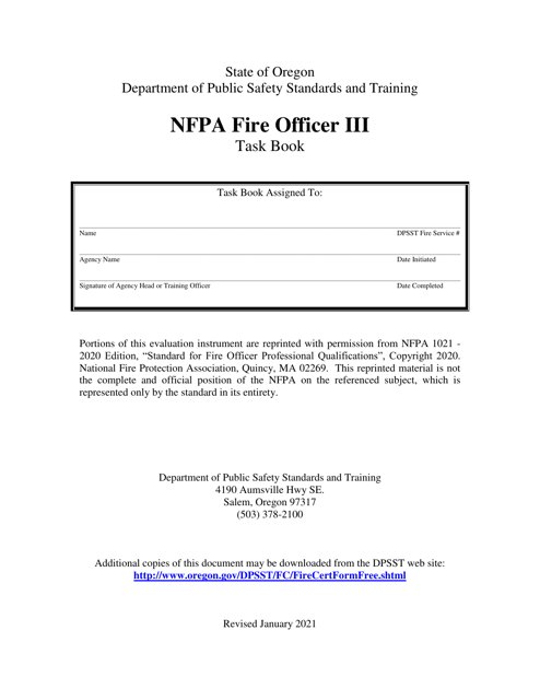 NFPA Fire Officer Iii Task Book - Oregon