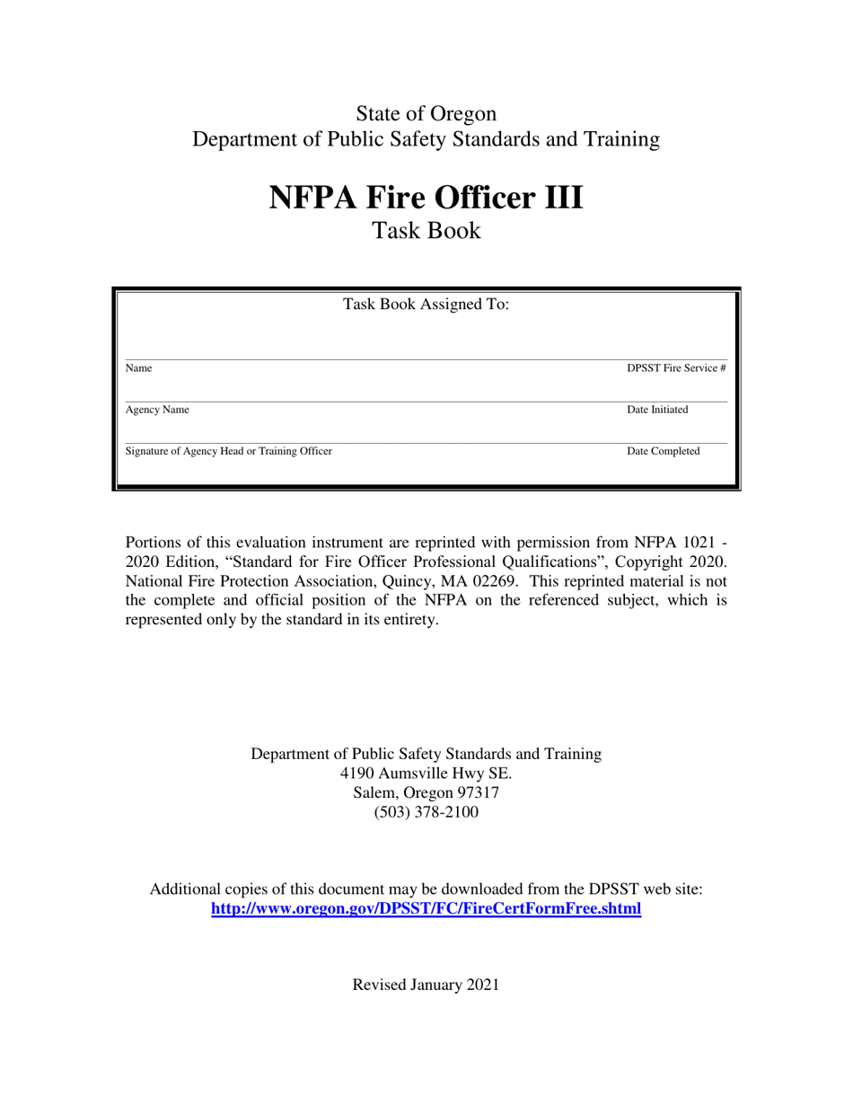 Oregon NFPA Fire Officer Iii Task Book - Fill Out, Sign Online and ...