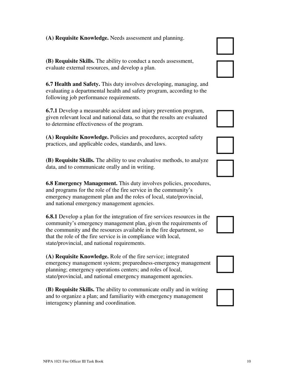 NFPA Fire Officer Iii Task Book - Oregon, Page 10