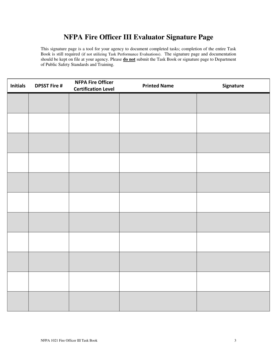 NFPA Fire Officer Iii Task Book - Oregon, Page 3
