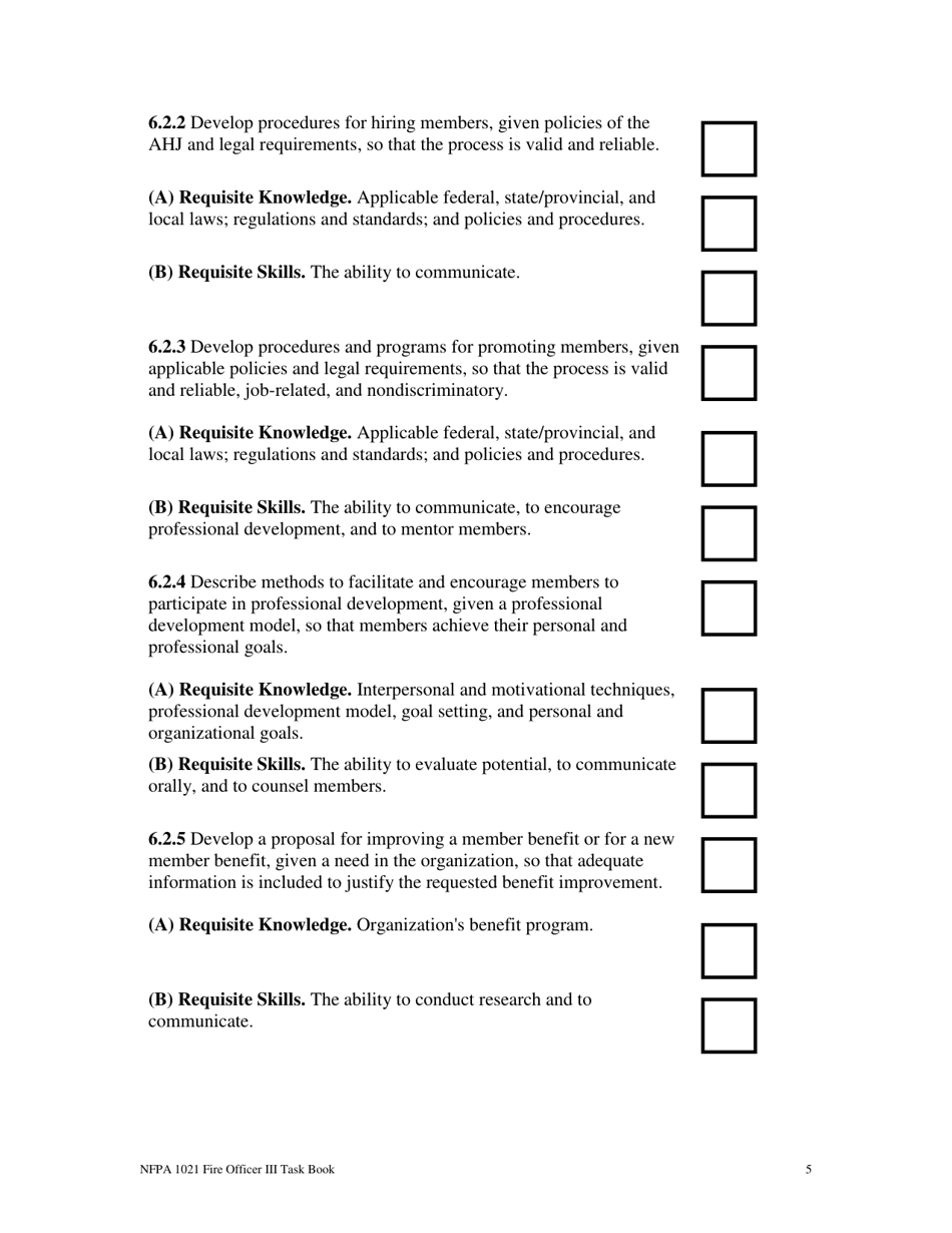 NFPA Fire Officer Iii Task Book - Oregon, Page 5