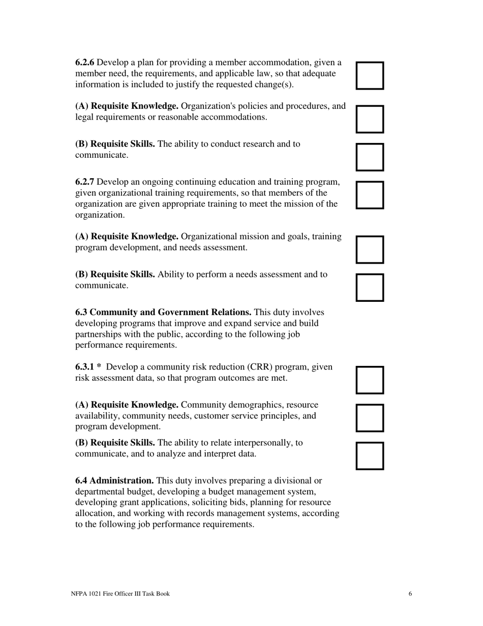 NFPA Fire Officer Iii Task Book - Oregon, Page 6