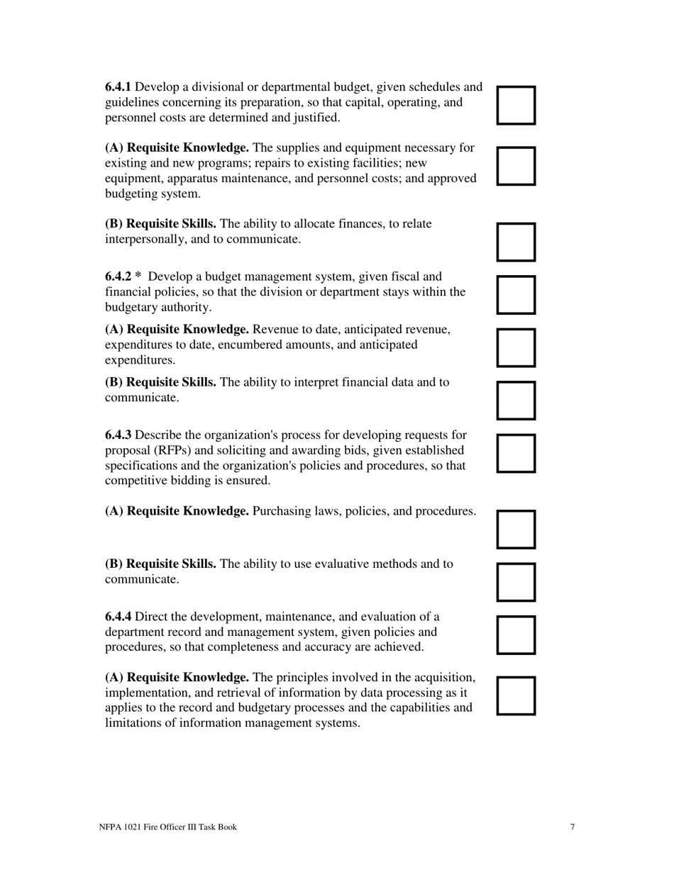 NFPA Fire Officer Iii Task Book - Oregon, Page 7