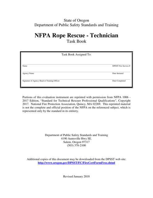 NFPA Rope Rescue - Technician Task Book - Oregon Download Pdf