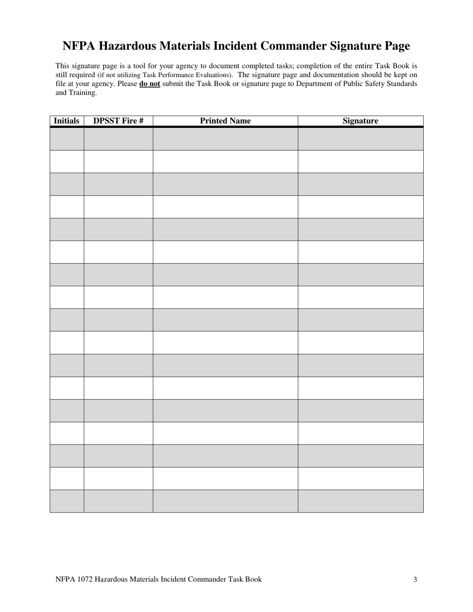 NFPA Hazardous Materials Incident Commander Task Book - Oregon, Page 3