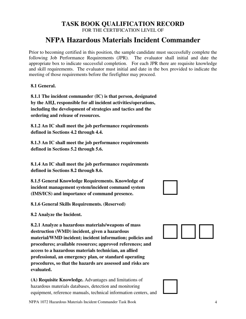 Oregon NFPA Hazardous Materials Incident Commander Task Book Fill Out, Sign Online and