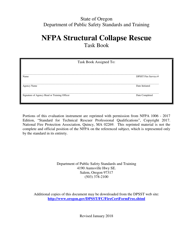 NFPA Structural Collapse Rescue Task Book - Oregon