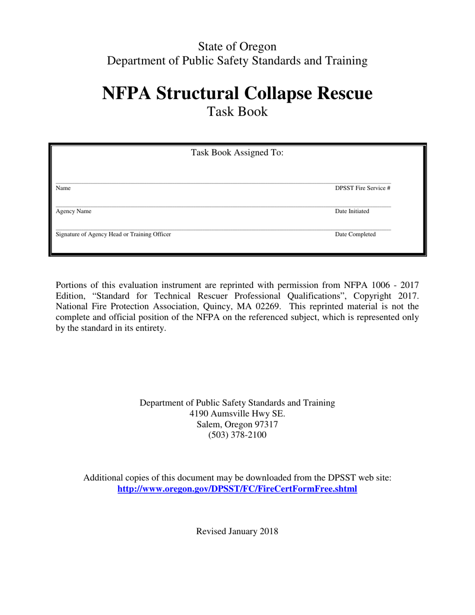 NFPA Structural Collapse Rescue Task Book - Oregon, Page 1