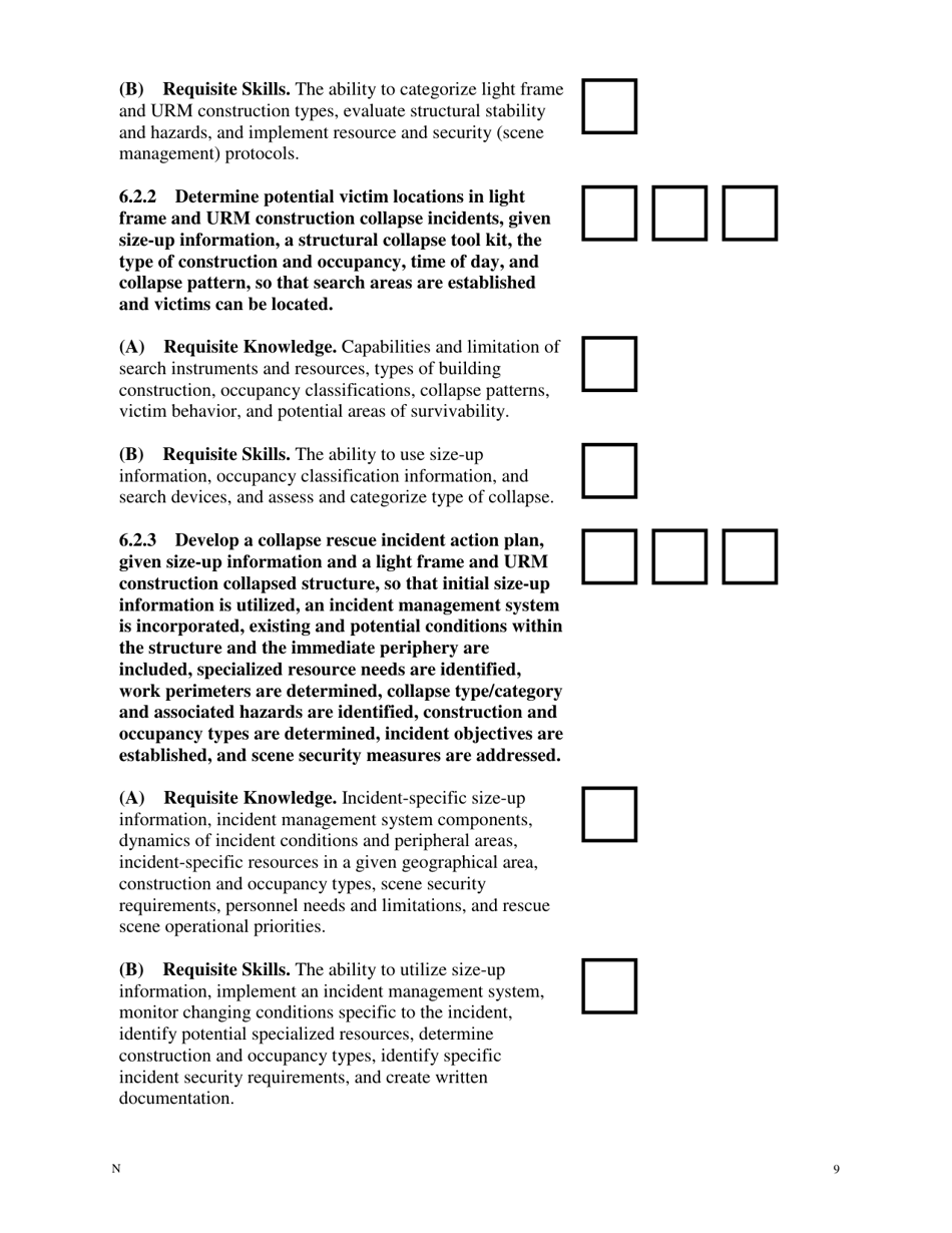 NFPA Structural Collapse Rescue Task Book - Oregon, Page 9