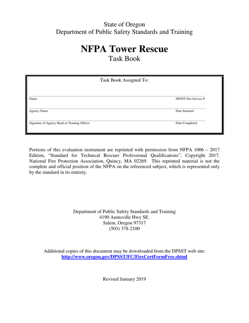 NFPA Tower Rescue Task Book - Oregon Download Pdf
