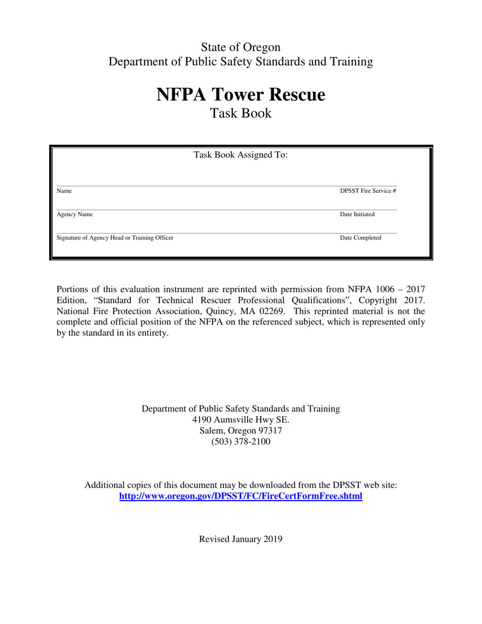 NFPA Tower Rescue Task Book - Oregon, Page 1