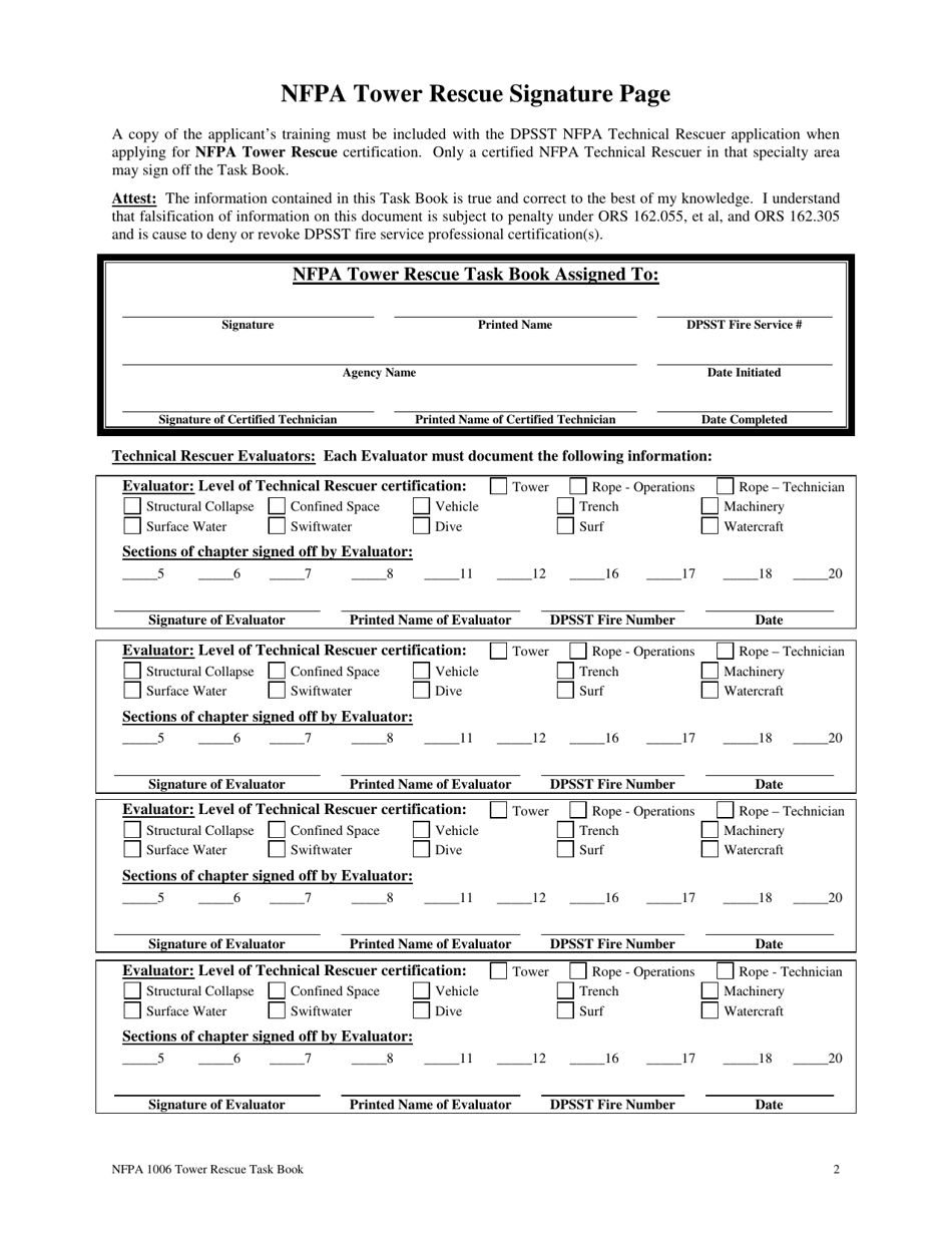 NFPA Tower Rescue Task Book - Oregon, Page 2