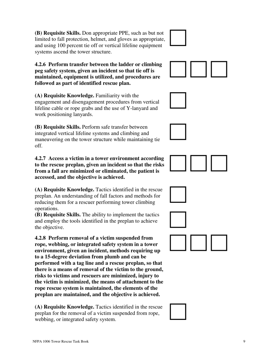 NFPA Tower Rescue Task Book - Oregon, Page 9