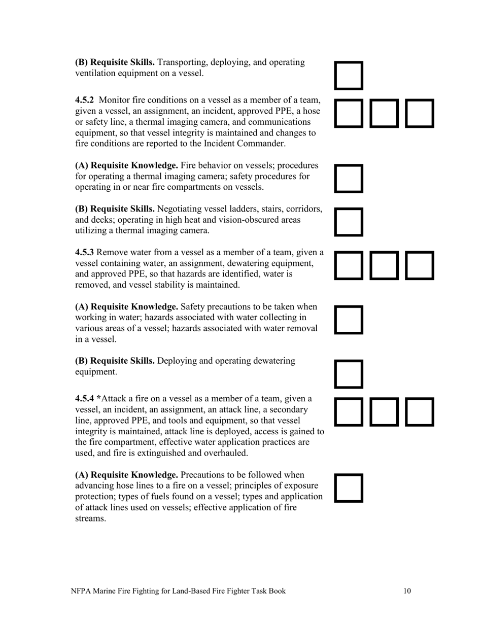 NFPA Marine Fire Fighting for Land-Based Fire Fighter Task Book - Oregon, Page 10