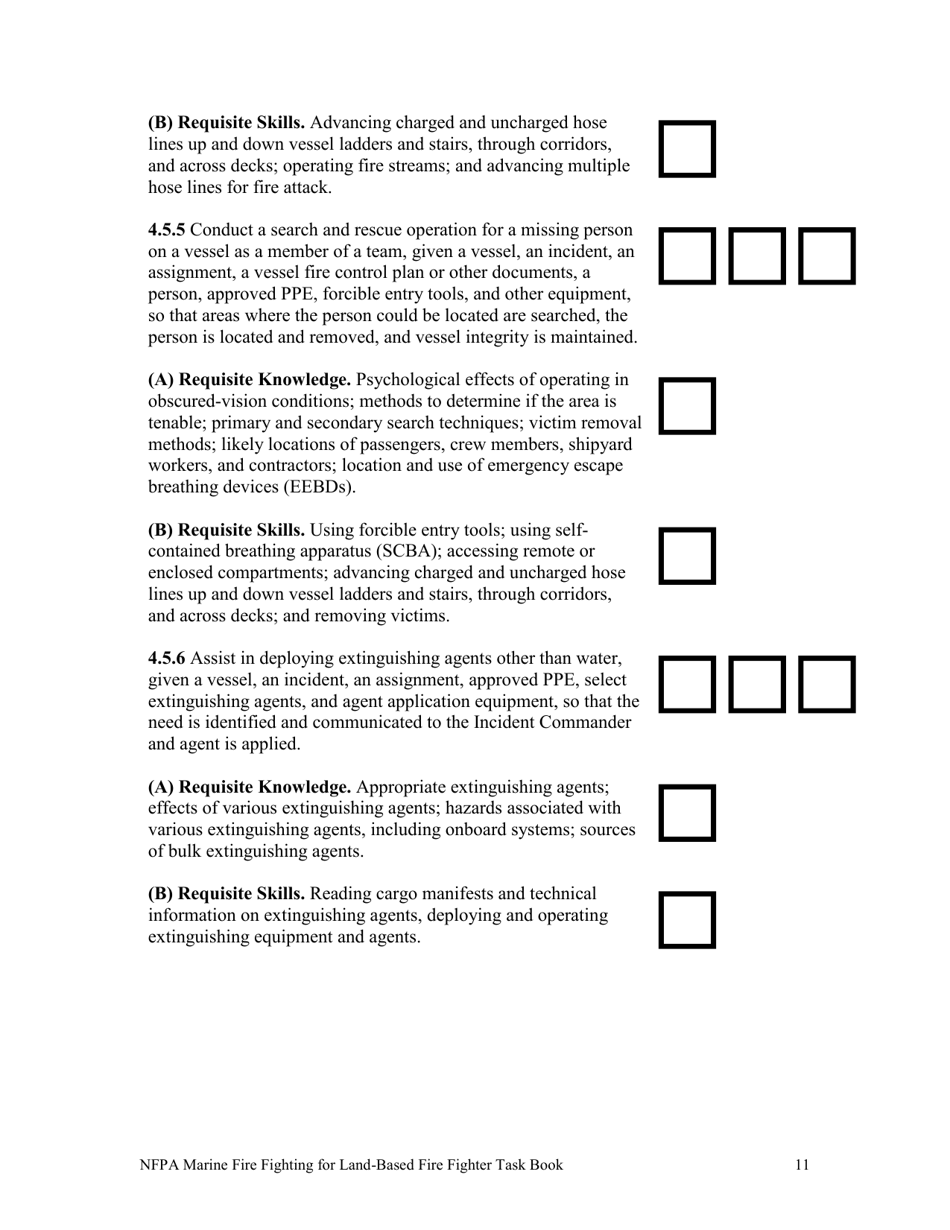 NFPA Marine Fire Fighting for Land-Based Fire Fighter Task Book - Oregon, Page 11