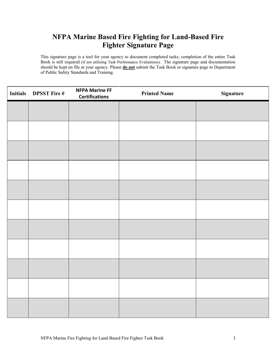 NFPA Marine Fire Fighting for Land-Based Fire Fighter Task Book - Oregon, Page 3