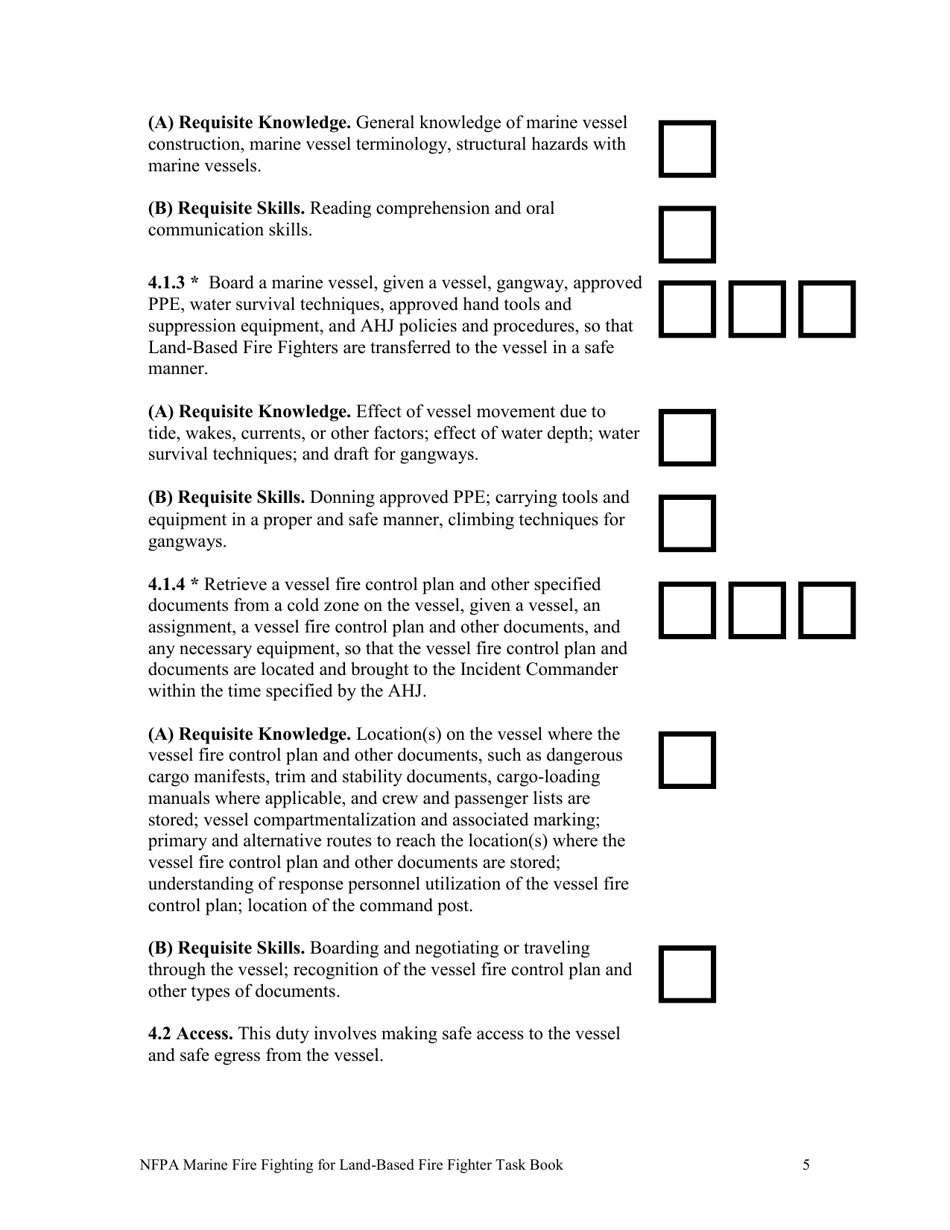 NFPA Marine Fire Fighting for Land-Based Fire Fighter Task Book - Oregon, Page 5
