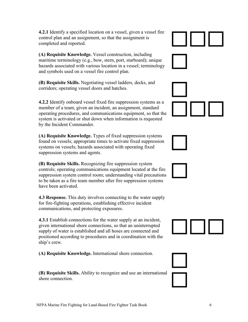 NFPA Marine Fire Fighting for Land-Based Fire Fighter Task Book - Oregon, Page 6