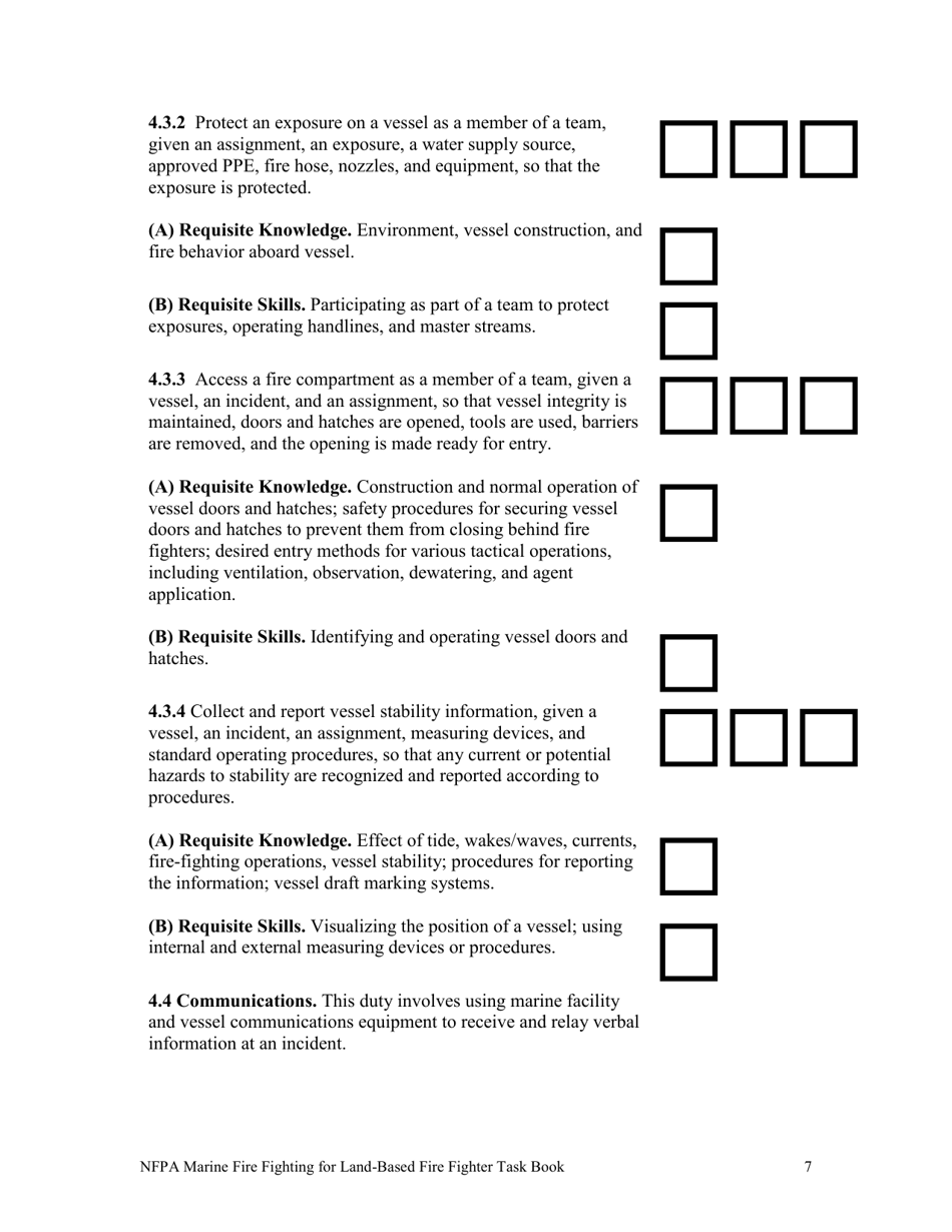 NFPA Marine Fire Fighting for Land-Based Fire Fighter Task Book - Oregon, Page 7
