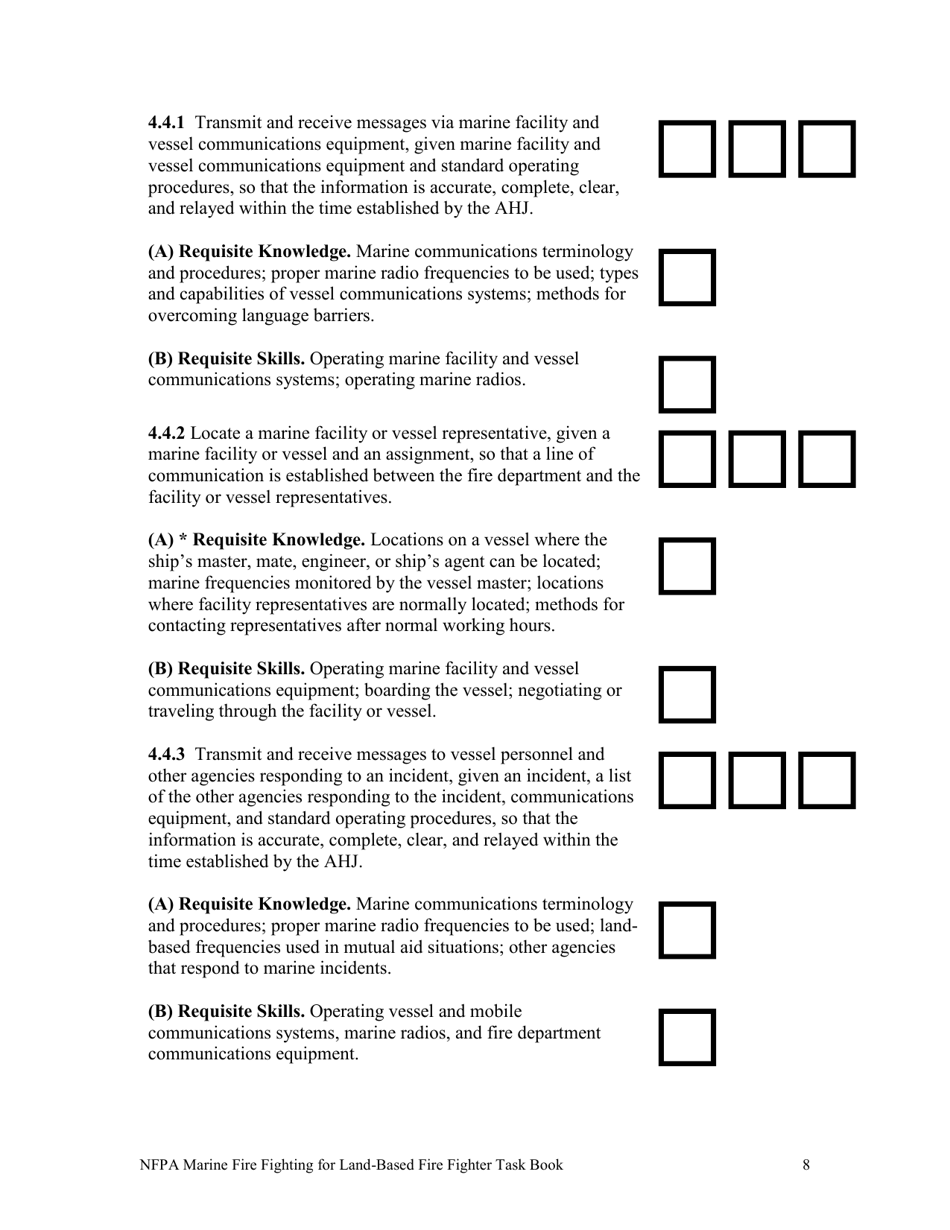 NFPA Marine Fire Fighting for Land-Based Fire Fighter Task Book - Oregon, Page 8