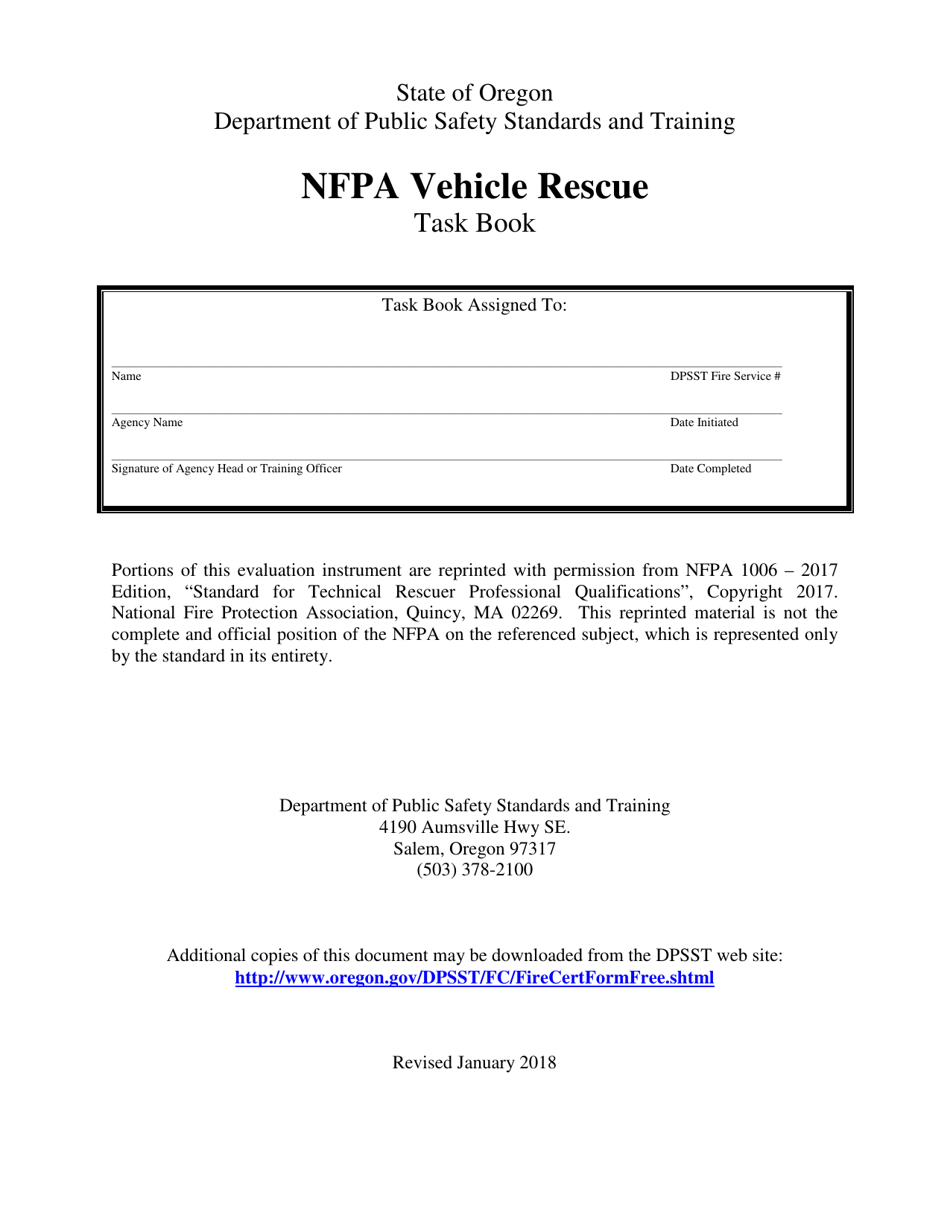NFPA Vehicle Rescue Task Book - Oregon, Page 1