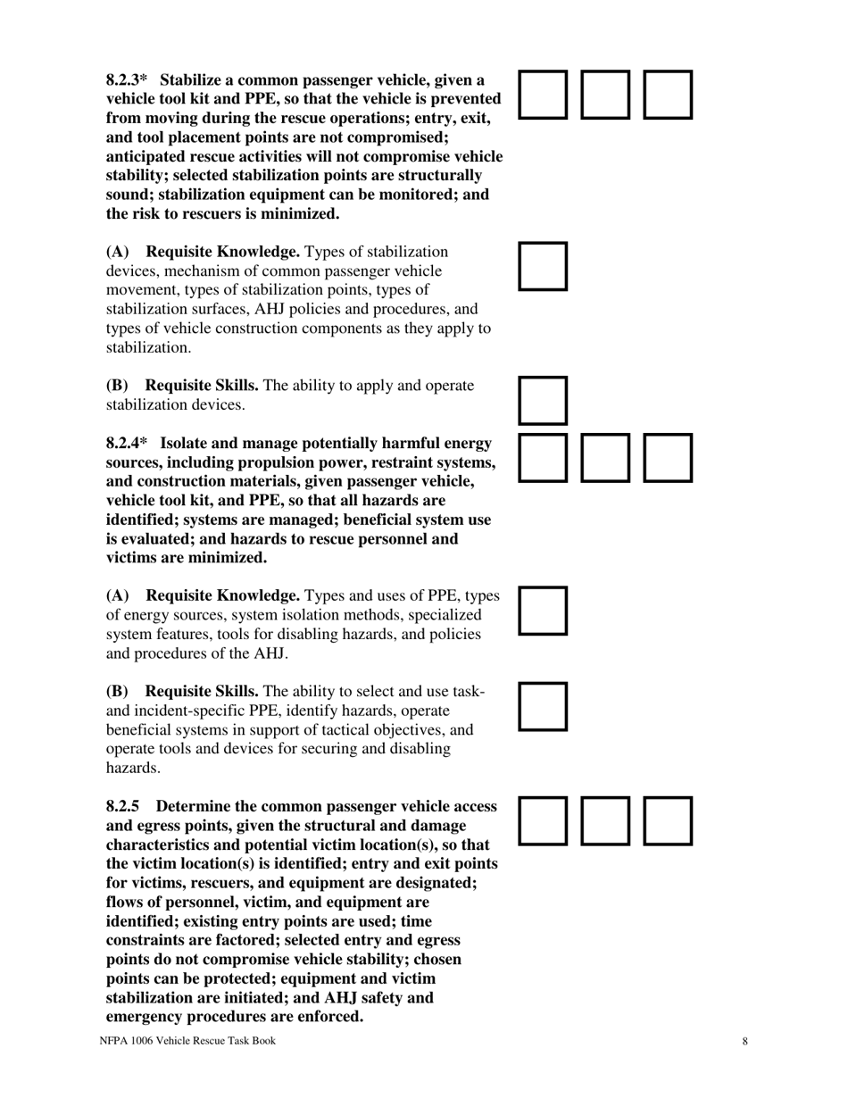 NFPA Vehicle Rescue Task Book - Oregon, Page 8