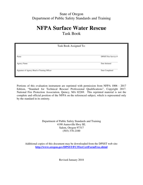 NFPA Surface Water Rescue Task Book - Oregon Download Pdf