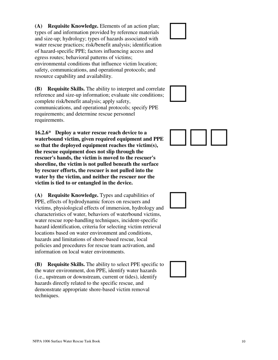 NFPA Surface Water Rescue Task Book - Oregon, Page 10