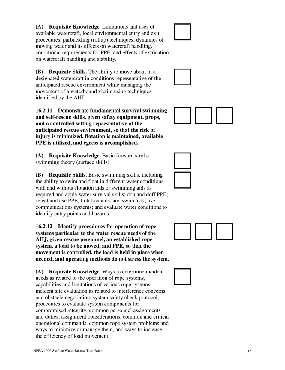 NFPA Surface Water Rescue Task Book - Oregon, Page 13