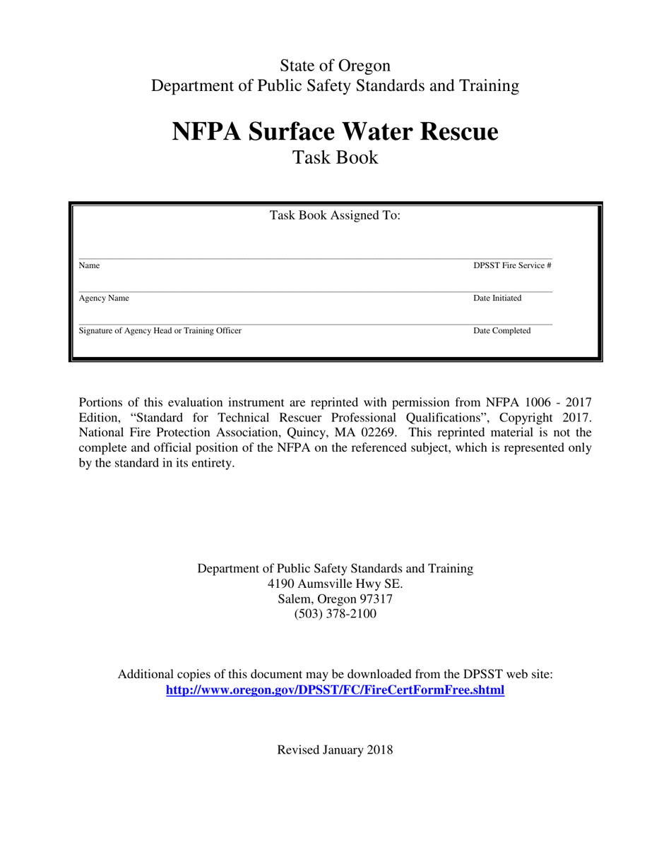 NFPA Surface Water Rescue Task Book - Oregon, Page 1